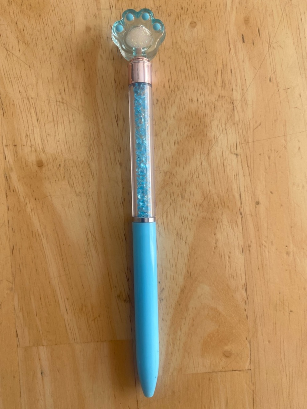 Blue Paw-Top Crystal Accent Ballpoint twist Pen NWOT